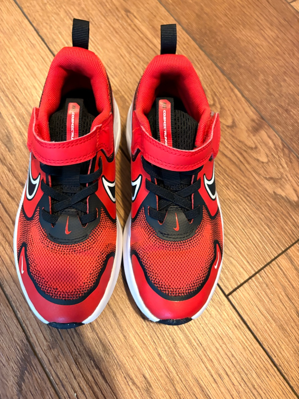Nike Kids Red and Black Velcro Sneakers